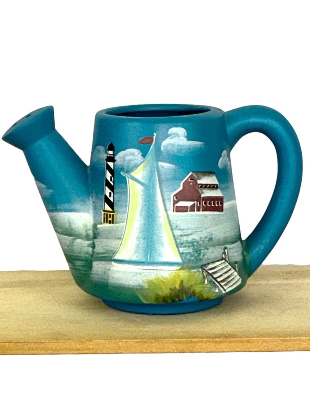 Vintage Nautical Watering Can Ceramic Coastal Decor Collectible by Primark Blue